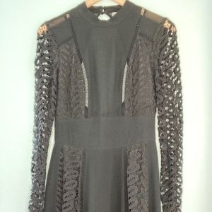 ASOS Premium Lace and Ladder Detail Midi Dress